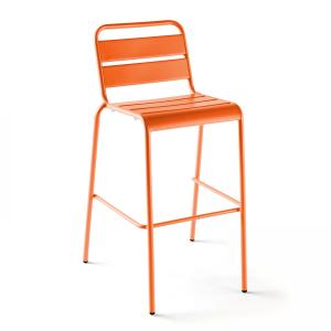 Chaise haute en métal orange