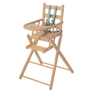 Chaise haute extra-pliante naturel vernis