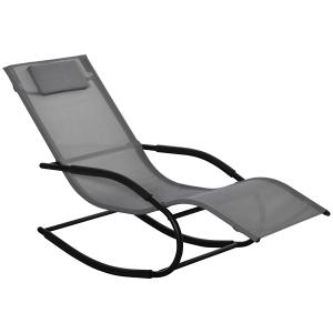 Chaise longue à bascule design acier époxy noir textilène g…