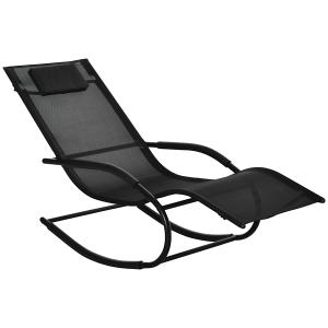 Chaise longue à bascule design métal époxy textilène noir…