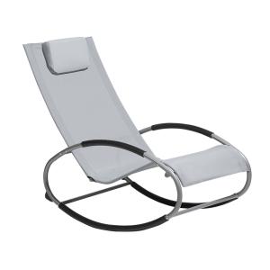 Chaise longue à bascule tissu gris