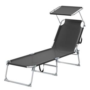 Chaise longue appui-tête dossier et pare-soleil réglables n…