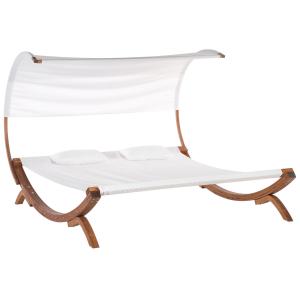 Chaise longue avec coussin Bois Blanc cassé