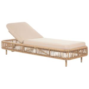 Chaise longue avec coussin polyrotin beige