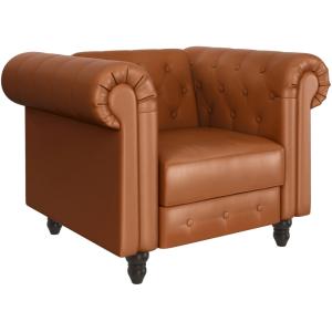 Chaise longue avec fonction relax en PU Cognac