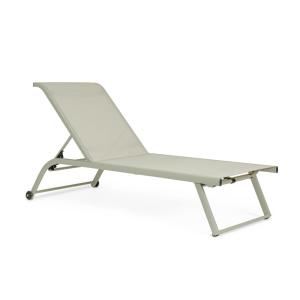 Chaise longue avec roues en aluminium et textilène vert