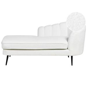 Chaise longue côté droit bouclé blanc cassé
