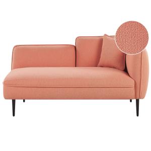 Chaise longue côté droit bouclé rose pêche