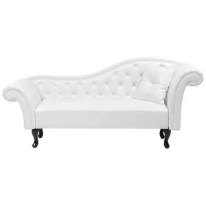 Chaise longue côté droit cuir pu blanc