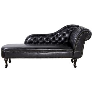 Chaise longue côté droit cuir pu noir