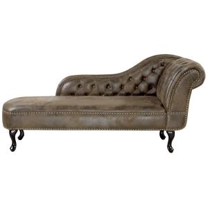 Chaise longue côté droit daim synthétique marron