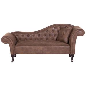 Chaise longue côté droit daim synthétique marron clair