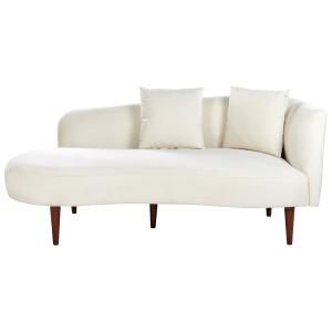 Chaise longue côté droit en velours blanc crème