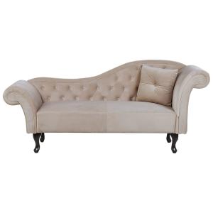Chaise longue côté droit velours beige