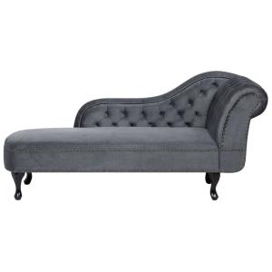 Chaise longue côté droit velours gris