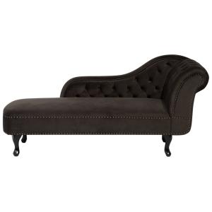 Chaise longue côté droit velours marron foncé