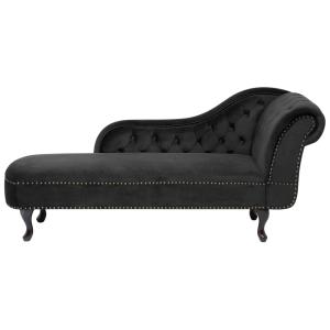 Chaise longue côté droit velours noir