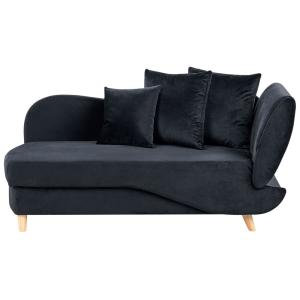 Chaise longue côté droit velours noir avec rangement