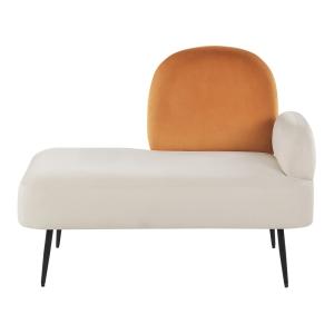 Chaise longue côté droit velours orange