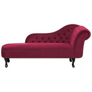 Chaise longue côté droit velours rouge foncé
