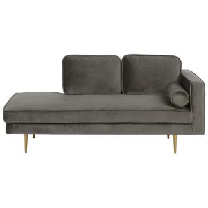Chaise longue côté droit velours taupe