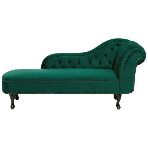 Chaise longue côté droit velours vert