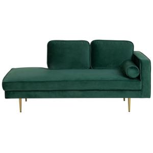 Chaise longue côté droit velours vert émeraude