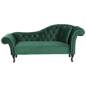 Chaise longue côté droit velours vert foncé