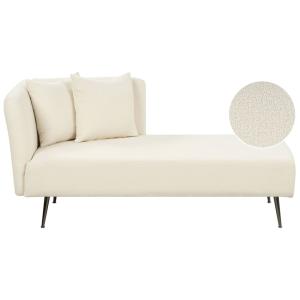 Chaise longue côté gauche bouclé blanc cassé