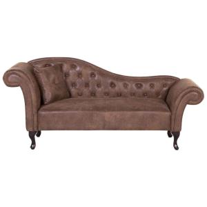 Chaise longue côté gauche daim synthétique marron clair