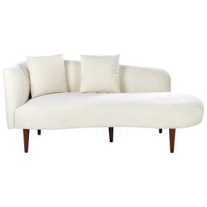 Chaise longue côté gauche en velours blanc crème