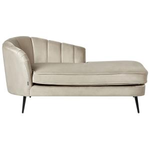 Chaise longue côté gauche velours beige