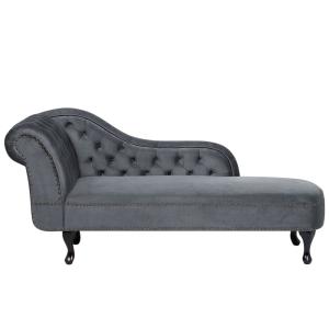 Chaise longue côté gauche velours gris