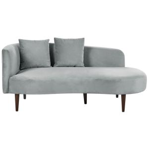 Chaise longue côté gauche velours gris clair