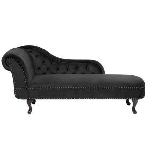 Chaise longue côté gauche velours noir