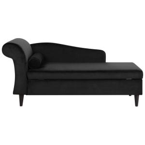 Chaise longue côté gauche velours noir avec rangement