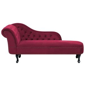 Chaise longue côté gauche velours rouge bordeaux
