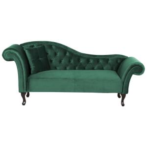 Chaise longue côté gauche velours vert foncé