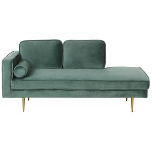 Chaise longue côté gauche velours vert menthe