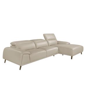 Chaise longue cuir gris taupe et acier