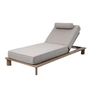 Chaise longue de jardin avec coussin aspect bois/beige