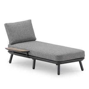 Chaise longue de jardin avec table anthracite et corde grise