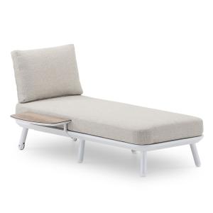 Chaise longue de jardin avec table blanche et corde beige