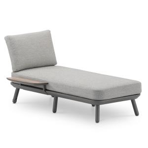 Chaise longue de jardin avec table taupe et corde beige