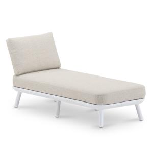 Chaise longue de jardin blanche et corde beige