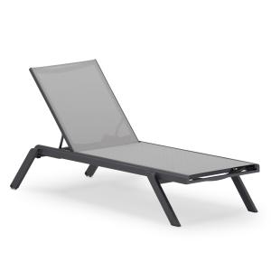 Chaise longue de jardin en aluminium et textilène anthracit…