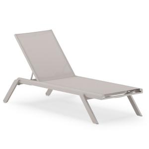 Chaise longue de jardin en aluminium et textilène beige