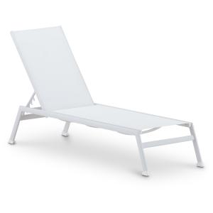 Chaise longue de jardin en aluminium et textilène blanc