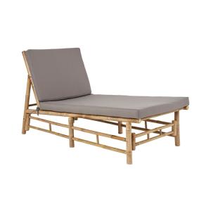Chaise longue de jardin en bambou et tissu gris