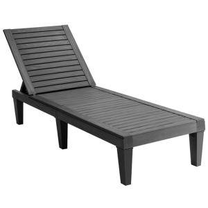 Chaise longue de jardin pliante noire 190 x 57,5 ​​x 29-84,…
